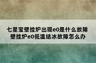 七星宝壁挂炉出现e0是什么故障 壁挂炉e0低温结冰故障怎么办